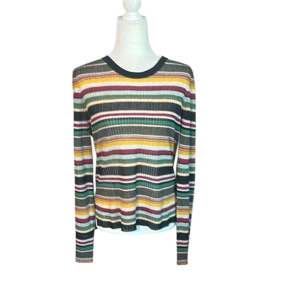 Veronica Beard Striped Scoop Neck Top Size L - Picture 1 of 5